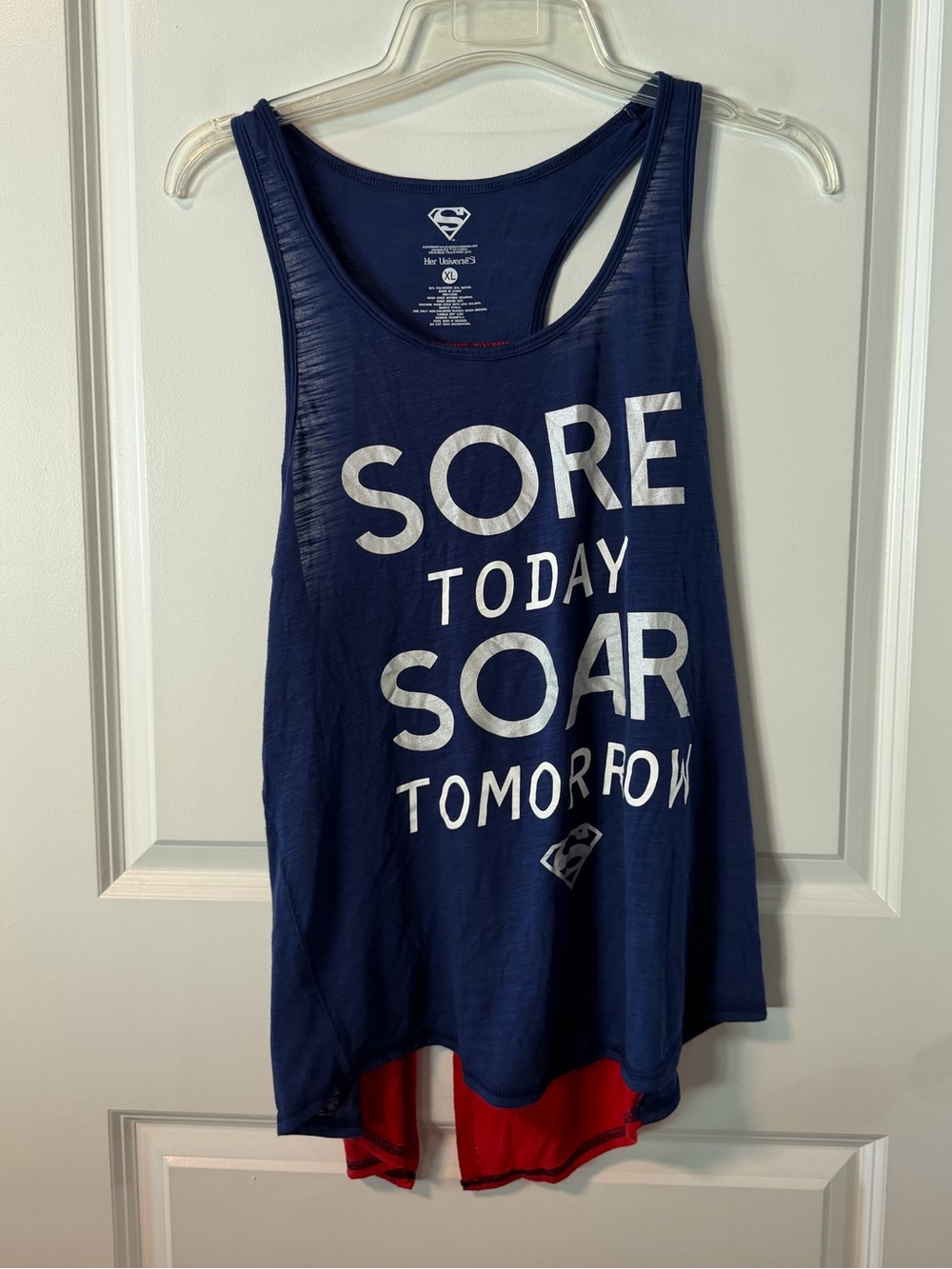 Her Universe Navy and Red Racerback Tank with Motivational Print